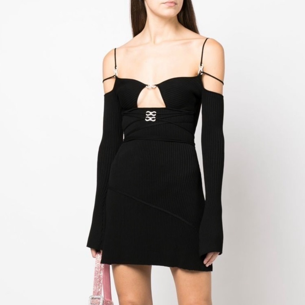 MACH & MACH Crystal-Embellished Bow Mini Dress